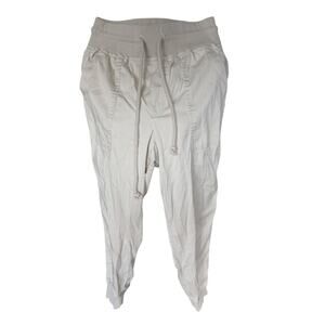 Lou and Grey light khaki jogger pants pull on waist with draw string medium